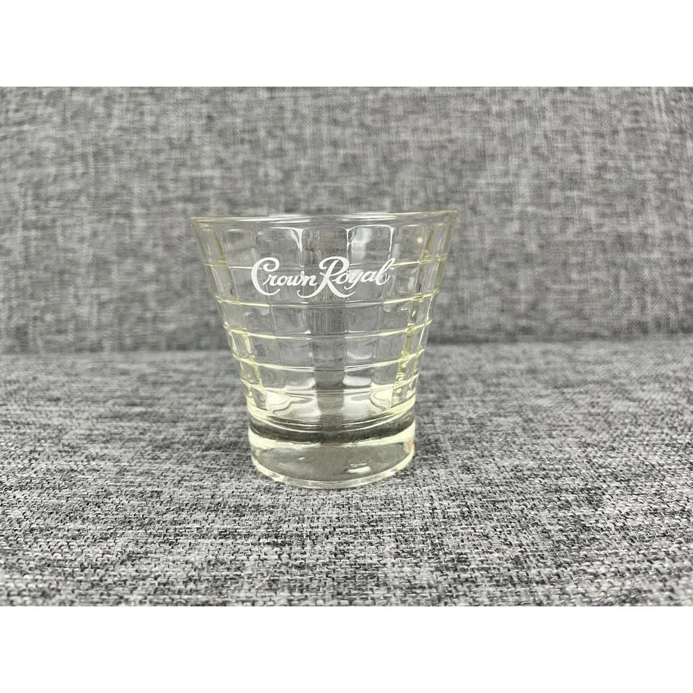 Crown Royal Whiskey Lowball Glass Optic Block 3-3/8 in Tall